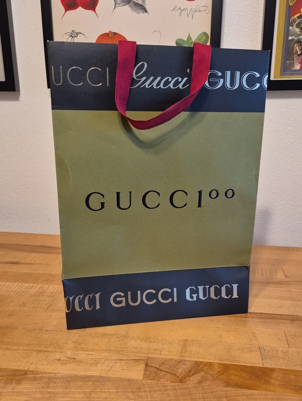 Gucci Green Black Gold & Red Paper Gift Bag